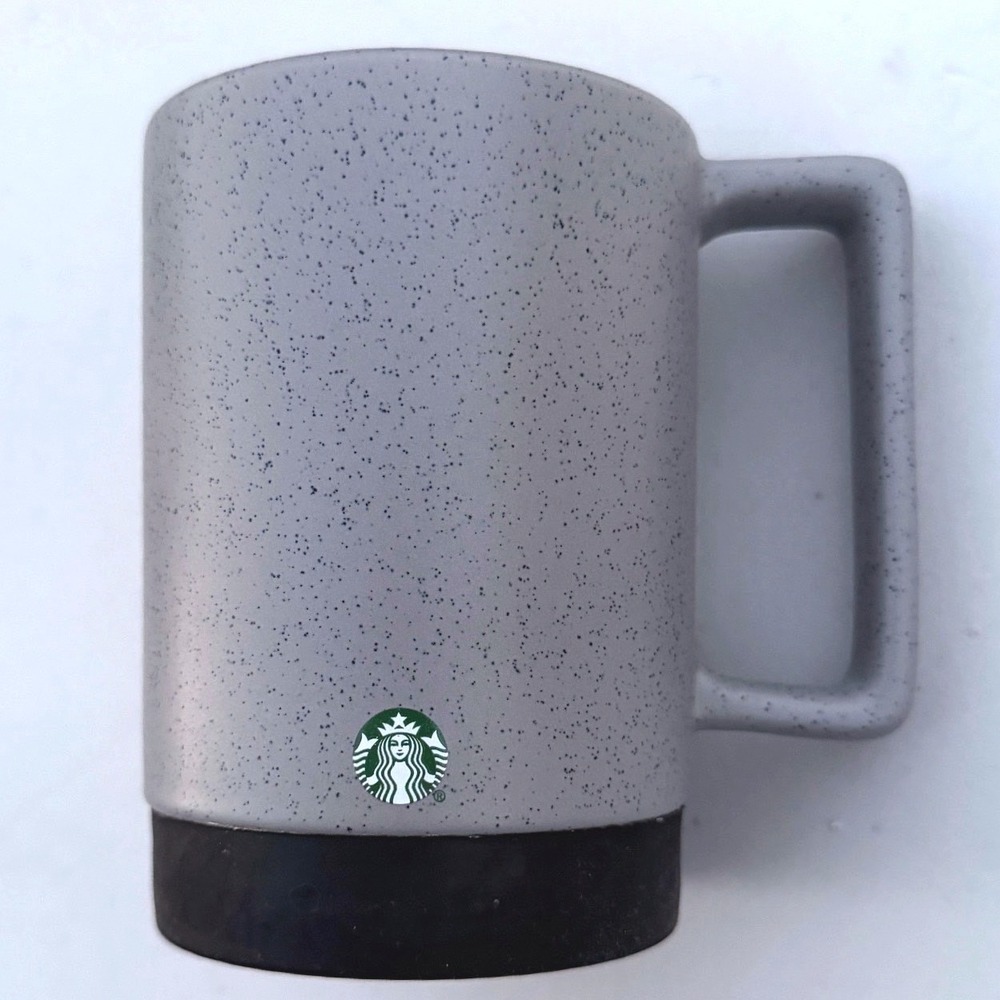 Starbucks 2019 Gray Speckled Stone Coffee Mug Rubber Bottom 14 Oz No Lid